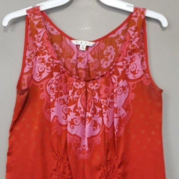 Vintage CAbi Womens True Love Tank Top Small Pink Paisley Silk BOHO Carrier #672 - Picture 3 of 12